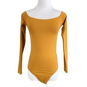 ARITZIA BABATON MUSTARD YELLOW CONTOUR OFF THE SHOULDER BODYSUIT - S